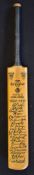 1959 India Cricket tour signed Nicolls Crusader miniature bat - c/w 19x facsimile signatures