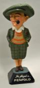 Penfold Man papier-mâché advertising golfing figure c. 1935 complete with pipe and mounted on the