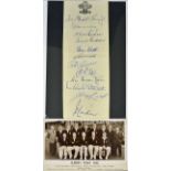 Framed Postcard photograph of the 1952 Championship winning Surrey county team combined with a set