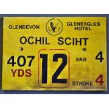 Gleneagles Hotel 'Glendevon' Golf Course Tee Plaque Hole 12 'Ochil Sciht' produced in a heavy duty