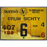 Gleneagles Hotel 'Queens' Golf Course Tee Plaque Hole 6 'Drum Sichty' produced in a heavy duty