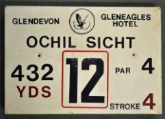 Gleneagles Hotel 'Glendevon' Golf Course Tee Plaque Hole 12 'Ochil Sicht' produced in a heavy duty