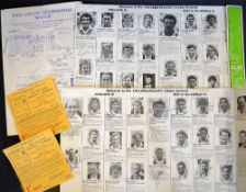 Collection of cricket test match tickets, signed programmes, and scorecards from 1968 onwards to