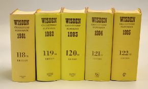 5x Wisden Cricketers' Almanacks 1981-1985 - original hardbacks - all with dust jackets and slight