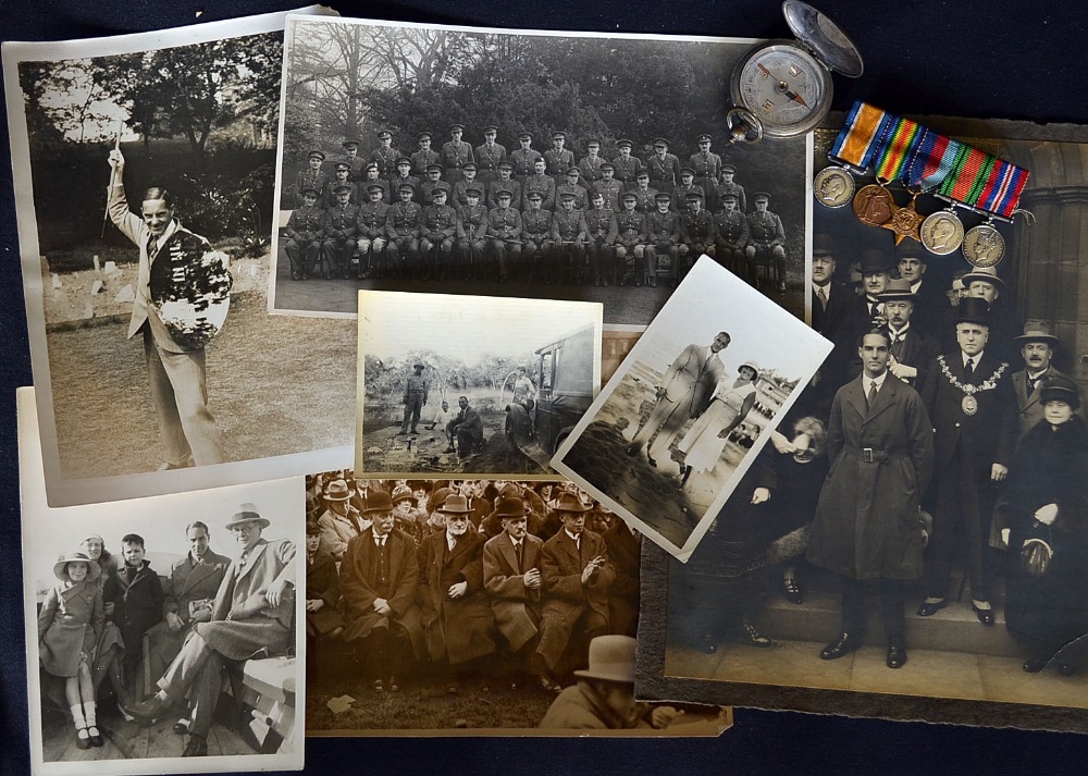 Herbert Sutcliffe - collection of military medals, compass and photographs - to incl 5x small