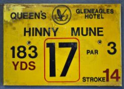 Gleneagles Hotel 'Queens' Golf Course Tee Plaque Hole 17 'Hinny Mune' produced in a heavy duty