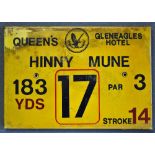 Gleneagles Hotel 'Queens' Golf Course Tee Plaque Hole 17 'Hinny Mune' produced in a heavy duty