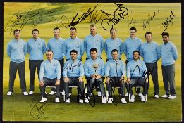 2008 Ryder Cup European Team signed photograph fully signed in ink and includes Faldo, Harrington,