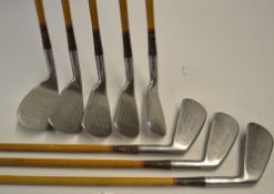 Set of 8x Spalding Tournament Model irons - with marbled hozels, True Temper imitation wooden shafts