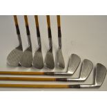 Set of 8x Spalding Tournament Model irons - with marbled hozels, True Temper imitation wooden shafts