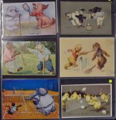 180 x Lawn Tennis themed postcards from 1900-1930's - large post card album with slip in pockets