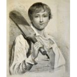 Rare Thomas Gauguin (1756-1810) Engraving depicting a relaxed cricketer with bat over shoulder pose,