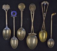 Silver Golfing Tea Spoons to include Newland GC, Langland Bay GC 1923, H.A.C.G.C 1928, Wildernesse