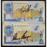 Signed Royal and Ancient 5 RBS Banknotes signed by G. Player and T. Lehman, both Open Champions,