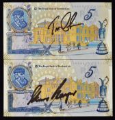 Signed Royal and Ancient 5 RBS Banknotes signed by G. Player and T. Lehman, both Open Champions,