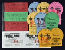 Selection of Player's Tickets including 21st Biennial Ryder Cup Matches Laurel Valley GC booklets
