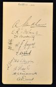 1927 Surrey County Cricket Club signed autograph album page - neatly signed in ink by 11 players
