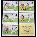 5x "The Cricketing Knights" signed ltd ed set of cards - to incl 1) Sir Don Bradman, 2) Sir Colin