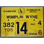 Gleneagles Hotel 'Glendevon' Golf Course Tee Plaque Hole 14 'Wimplin Wyne' produced in a heavy