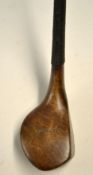 Tom Morris St Andrews late scare neck beech wood bulger brassie - with full brass sole plate and