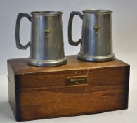 Ryder Cup Golf Related Glass-Bottom Tankards a pair of pewter tankards, stamped Delmas Creative to