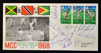1968 MCC Cricket Tour of the West Indies Signed FDC - signed by Tom Graveney, Colin Cowdrey, Jim