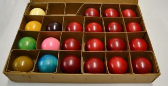 Rare set of 22 ivory snooker balls c.1880's - consisting of 15 reds, a yellow, a green, a brown, a