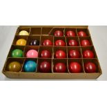 Rare set of 22 ivory snooker balls c.1880's - consisting of 15 reds, a yellow, a green, a brown, a