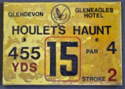 Gleneagles Hotel 'Glendevon' Golf Course Tee Plaque Hole 15 'Houlet's Haunt' produced in a heavy