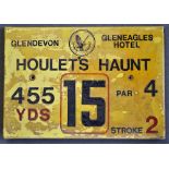 Gleneagles Hotel 'Glendevon' Golf Course Tee Plaque Hole 15 'Houlet's Haunt' produced in a heavy