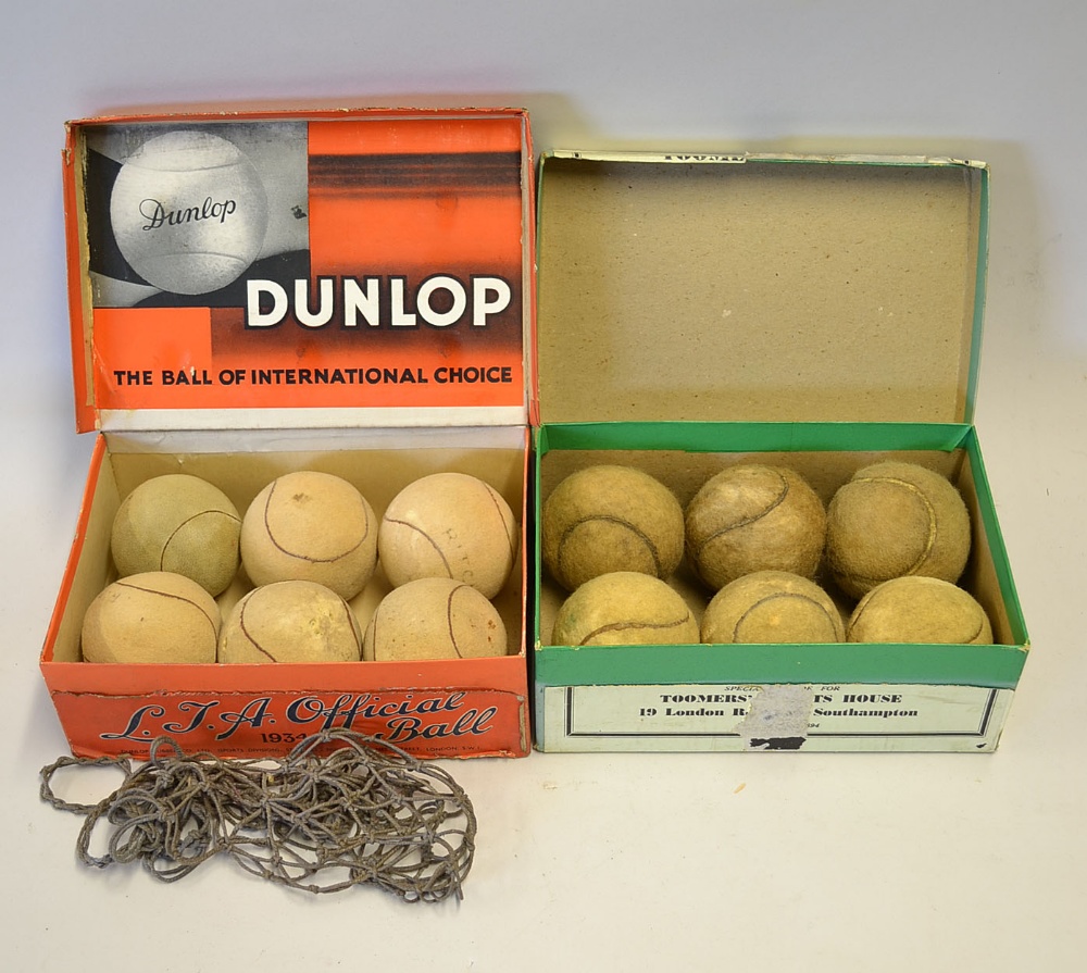 2x tennis ball boxes to incl 1934 Dunlop LTA Official Ball - Tennis Ball box c/w 6x period balls ( - Image 2 of 2