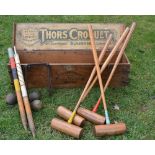 Early Slazenger "The Thors" boxed croquet set - c/w makers brass label to the front and inscribed "