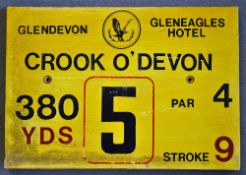 Gleneagles Hotel 'Glendevon' Golf Course Tee Plaque Hole 5 'Crook O' Devon' produced in a heavy duty