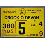 Gleneagles Hotel 'Glendevon' Golf Course Tee Plaque Hole 5 'Crook O' Devon' produced in a heavy duty