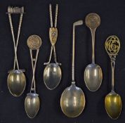 Silver Golfing Tea Spoons including crossed clubs West Derby Golf Club, LB Club Tournament 1939,