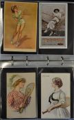 122 x Lawn Tennis themed postcards and ephemera from 1899-1930's - large post card album with slip