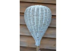 Scarce and early wicker basket golf flag pole c. 1900 - red and white circular pear drop shaped