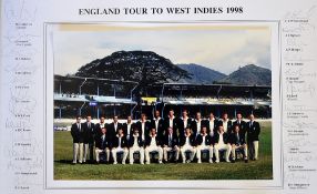 1998 England Cricket Tour to the West Indies official signed team photograph - on the original mount