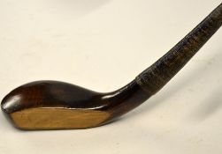Early George Lowe long nose dark stained beech wood driver c. 1890 - head measures 5.25" x 1 7/8"