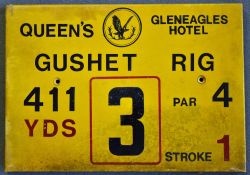 Gleneagles Hotel 'Queens' Golf Course Tee Plaque Hole 3 'Gushet Rig' produced in a heavy duty