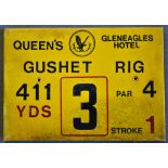 Gleneagles Hotel 'Queens' Golf Course Tee Plaque Hole 3 'Gushet Rig' produced in a heavy duty