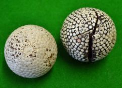 2x Bramble pattern gutty golf balls to include Thornton and Co "The Princes" retaining much of the