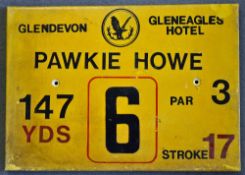 Gleneagles Hotel 'Glendevon' Golf Course Tee Plaque Hole 6 'Pawkie Howe' produced in a heavy duty