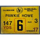 Gleneagles Hotel 'Glendevon' Golf Course Tee Plaque Hole 6 'Pawkie Howe' produced in a heavy duty