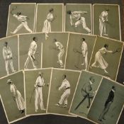 1906/07 Collection of "Lawn Tennis and Badminton Tennis" magazine Player Supplements (14)- drawn