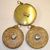 3 early lawn tennis measuring tapes to include 2x "Forward Brand" lawn tennis measures in the