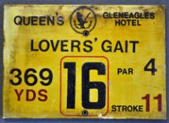 Gleneagles Hotel 'Queens' Golf Course Tee Plaque Hole 16 'Lover's Gait' produced in a heavy duty