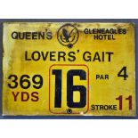 Gleneagles Hotel 'Queens' Golf Course Tee Plaque Hole 16 'Lover's Gait' produced in a heavy duty