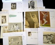 50x England Cricket test match batsmen autographs from 1937 to date - signed to press photographs,