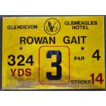 Gleneagles Hotel 'Glendevon' Golf Course Tee Plaque Hole 3 'Rowan Gait' produced in a heavy duty